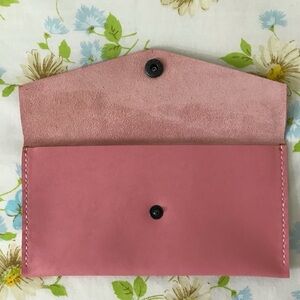 Hand Crafted Genuine Pink Leather Clutch